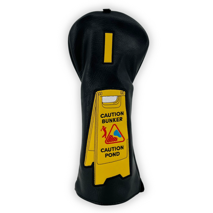 Driver Headcover - Caution Bunker, Svart