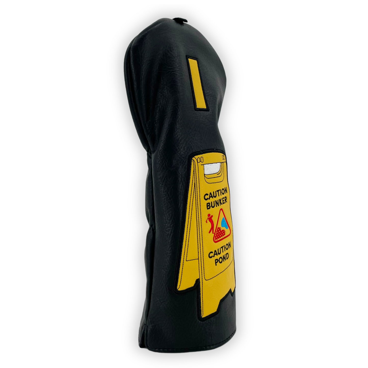 Driver Headcover - Caution Bunker, Svart